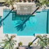 drone view of pool and spa