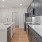 kitchen with island and grey cabinets